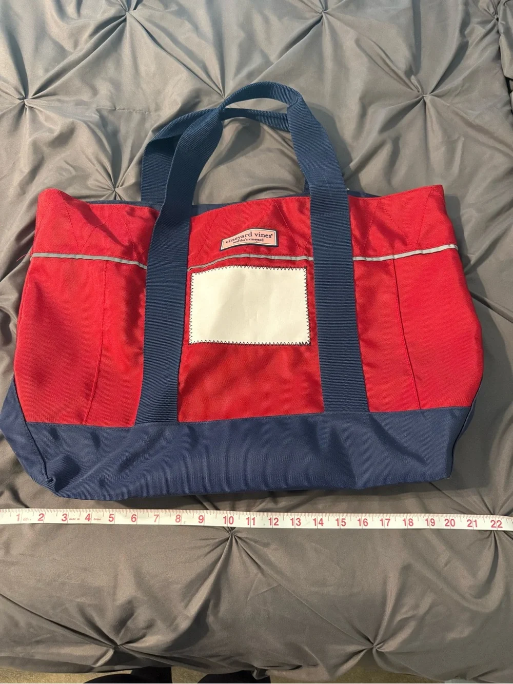 Vineyard Vines Red and Navy Canvas Tote bag